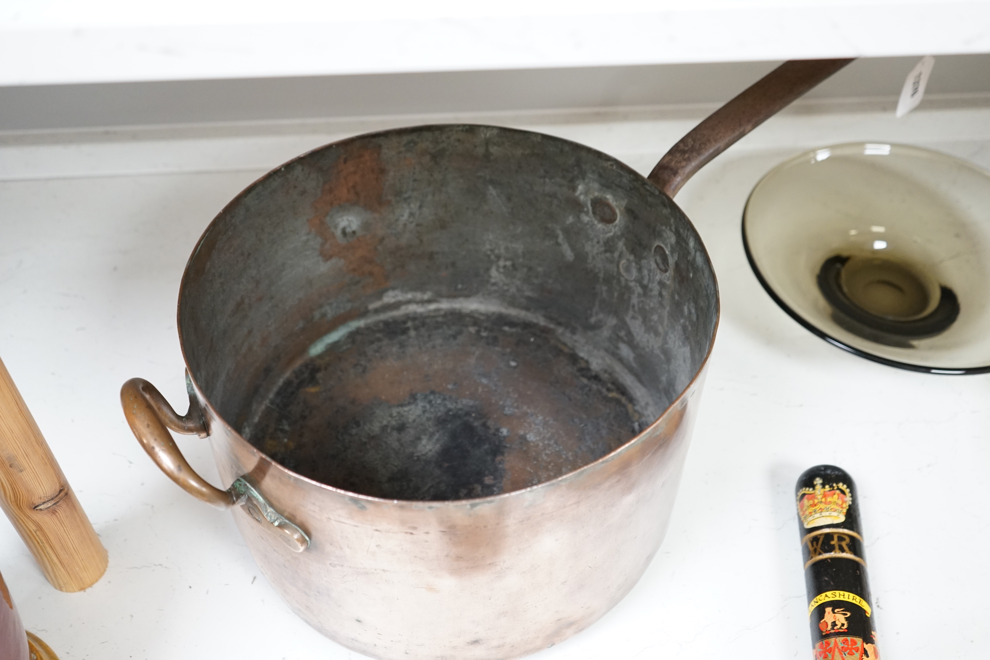 A large Victorian copper boiling pan, 71cm long